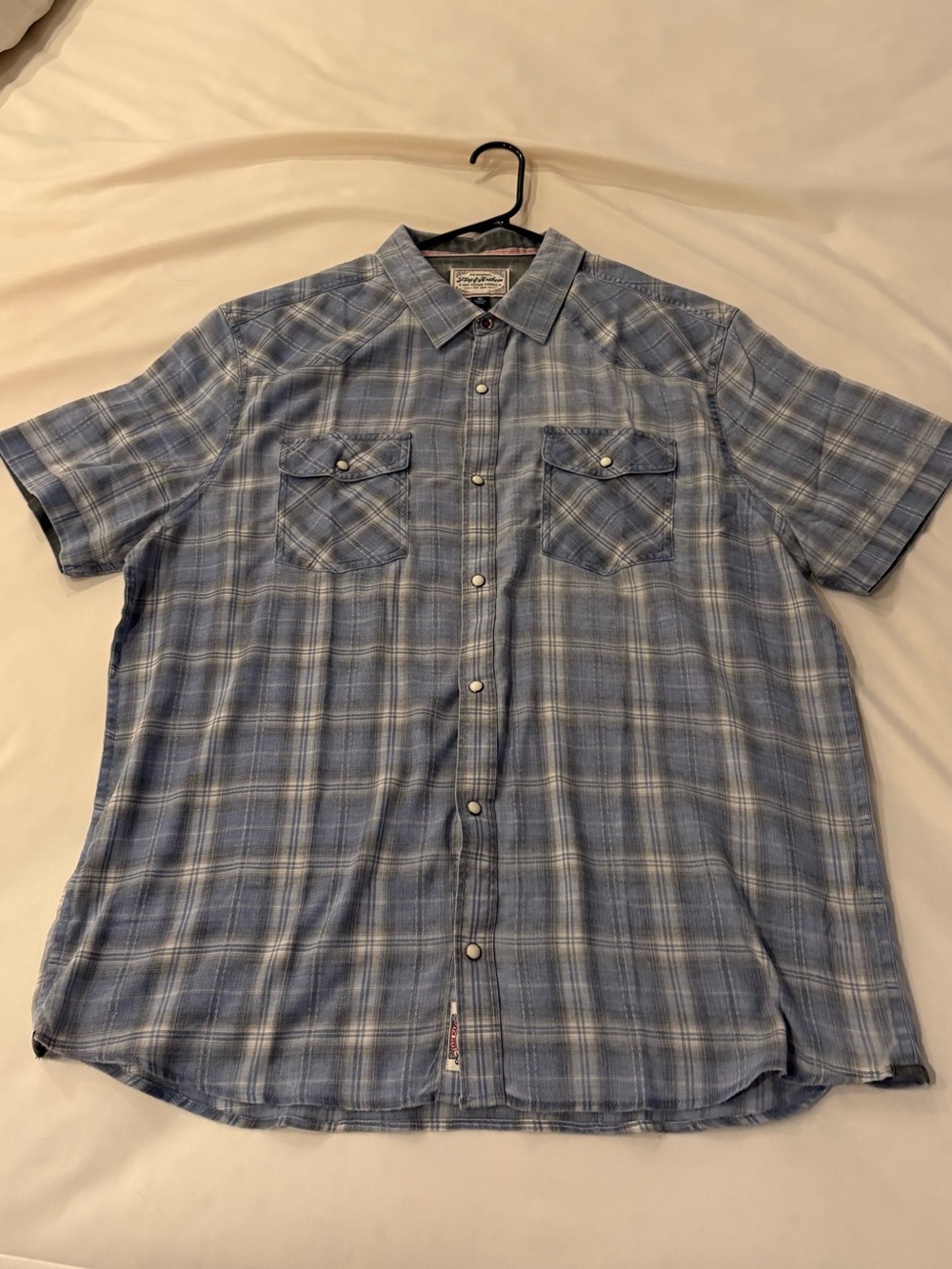 Flag & Anthem Men's Light Blue Plaid Short-Sleeve Button-Up Shirt